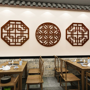 中国风玄关饭店餐饮店墙面装饰贴纸中式窗花对角框亚克力立体墙贴
