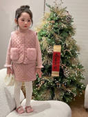 洋气保暖夹棉背心短裙套装 女童皮草马甲套装 儿童冬装 2025新款 冬款