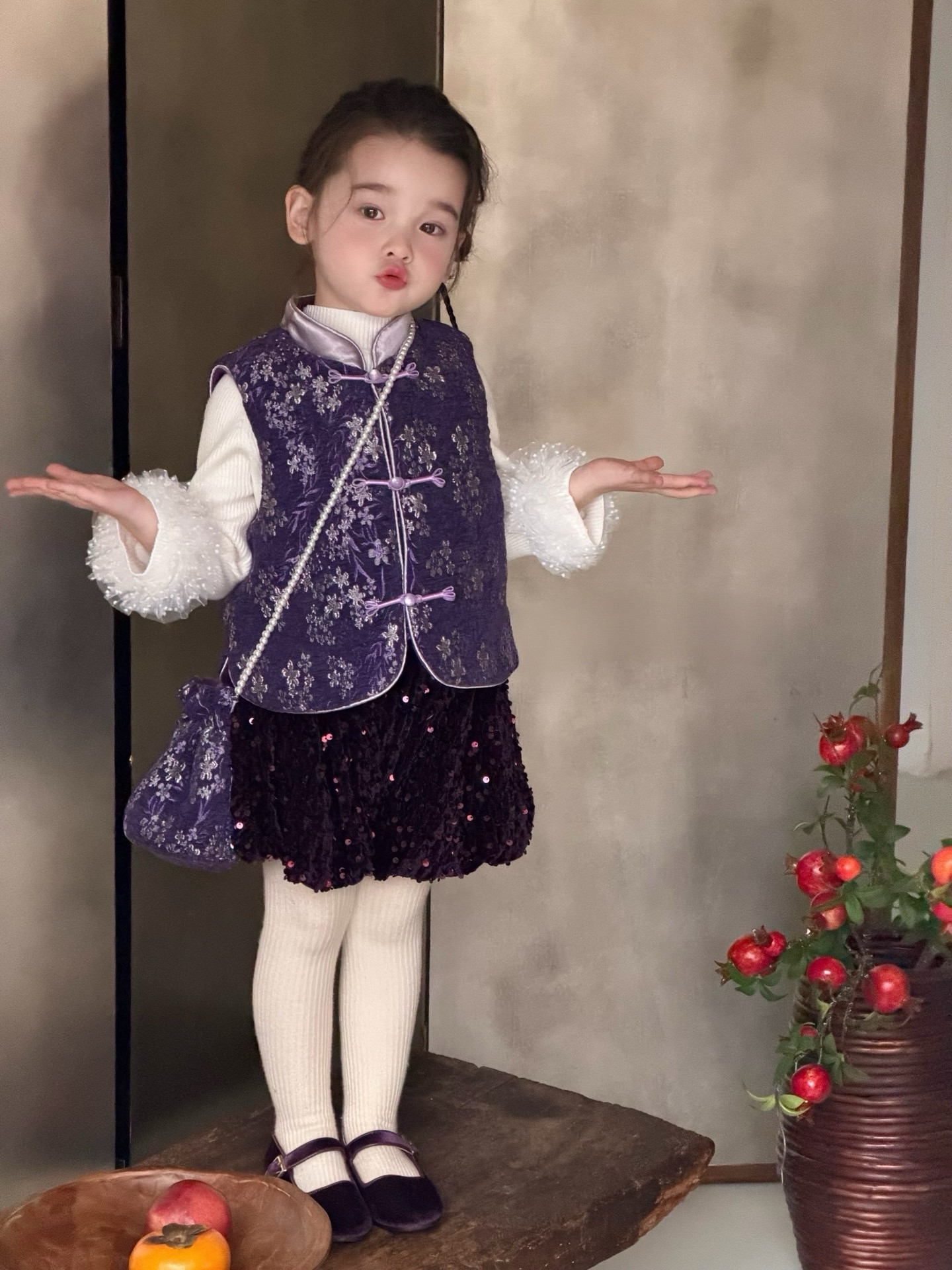 女童新中式国风马甲套装2025新款儿童洋气时髦马甲拜年服两件套