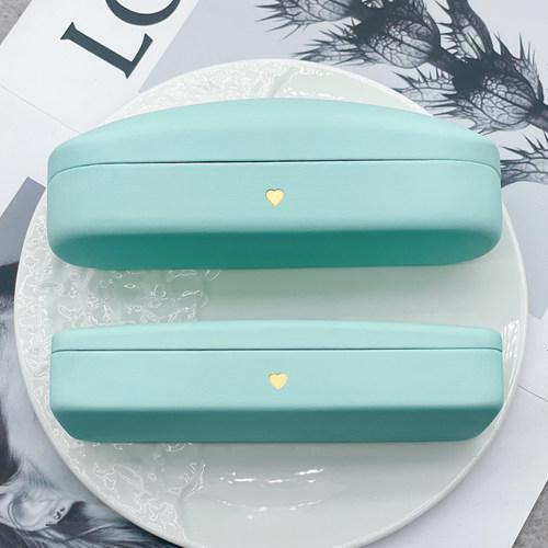 马卡龙Tif蓝色高级感烫金爱心INS少女光学抗压便携近视眼镜盒墨镜