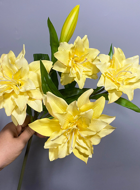 手感保湿百合仿真花束桌面摆件