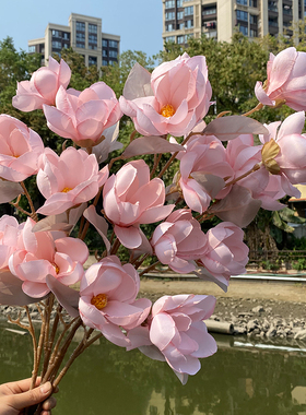 仿真绢花玉兰花桌面餐厅花卉高档