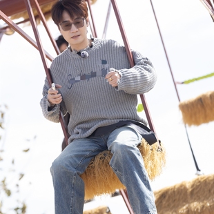欧洲快乐老友记王铮亮同款毛衣秋冬圆领针织衫上衣裤子男衣服潮
