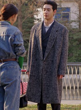 欧洲突然的喜欢陈星旭高海明同款毛呢外套中长版呢子大衣男衣服潮