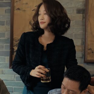 欧洲夜色正浓蓝盈莹梁丹宁同款小香风外套圆领上衣连衣裙女衣服潮