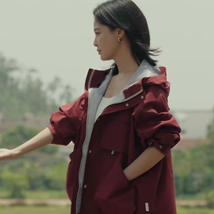 欧洲女神蒙上眼辛芷蕾唐盈盈同款风衣外套秋冬连帽开衫上衣女衣服