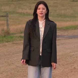 欧洲韩剧爱情怎么翻译高允真车茂熙同款西装外套上衣裤子女衣服