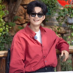 欧洲快乐老友记陈楚生同款衬衫上衣春秋休闲翻领衬衣男衣服潮