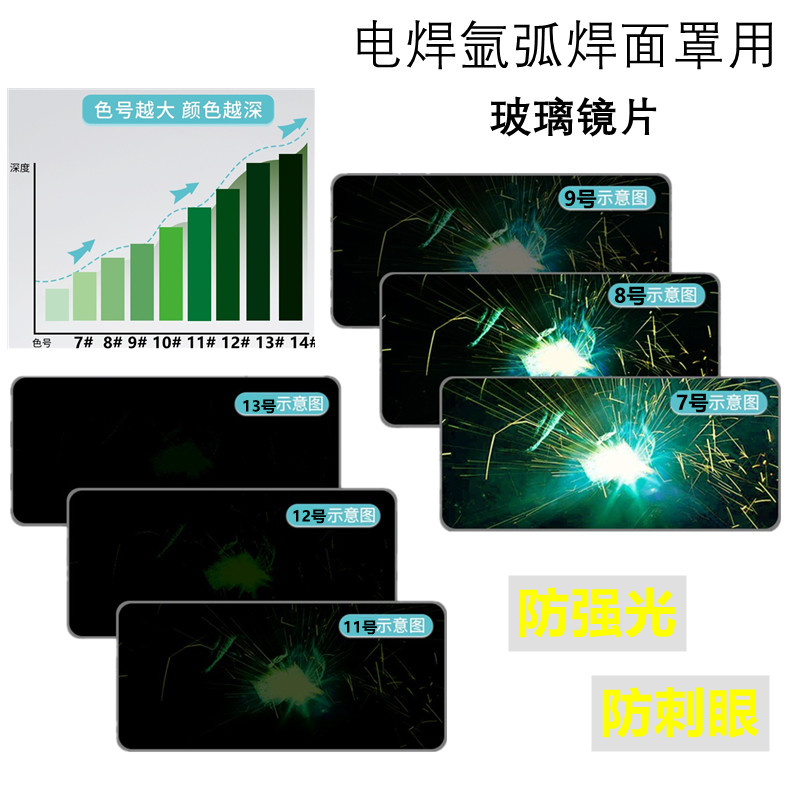 氩弧焊电焊面罩玻璃镜片墨镜护眼