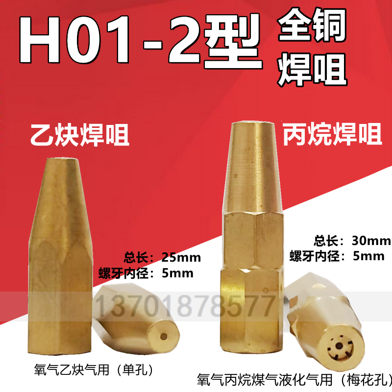 H01-2L焊嘴射吸式焊炬乙炔焊咀丙烷梅花焊咀黄铜双头/焊割两用炬-封面