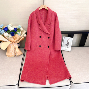 双面羊毛呢外套秋冬新款 轻奢显瘦羊驼绒翻驳领大衣8815 高级感时尚