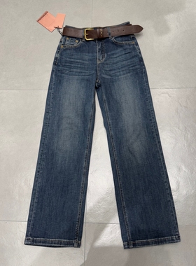 WEISU唯速2026早春新款复古高腰弹力显瘦窄版直筒牛仔裤女潮52829