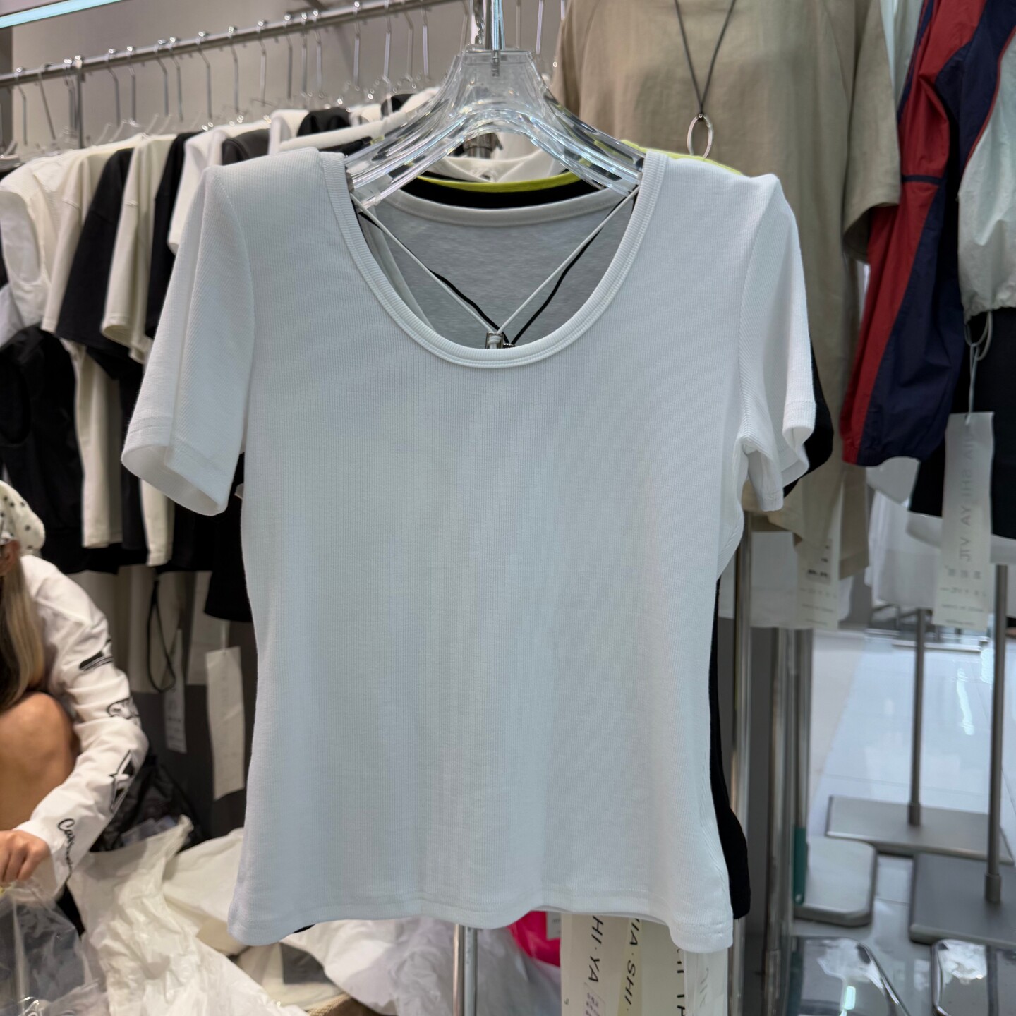 欧洲站2026夏季新款设计感美背U型圆领修身显瘦短袖T恤女辣妹上衣