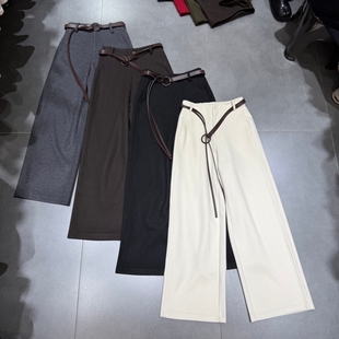 女宽松显瘦直筒长裤 欧洲站2025冬季 阔腿裤 加厚羊绒高腰西装 子 新款