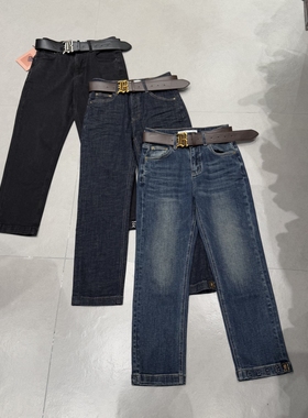 WEISU唯速2025秋季新款高腰弹力显瘦小直筒字母烟管牛仔裤女52708