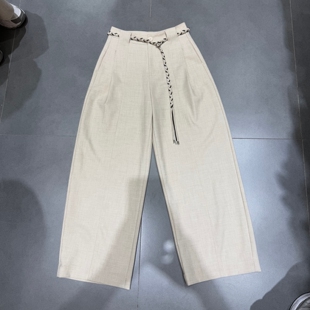 阔腿裤 欧洲站2026春季 女高腰宽松显瘦西装 系带弯刀休闲裤 6523 新款