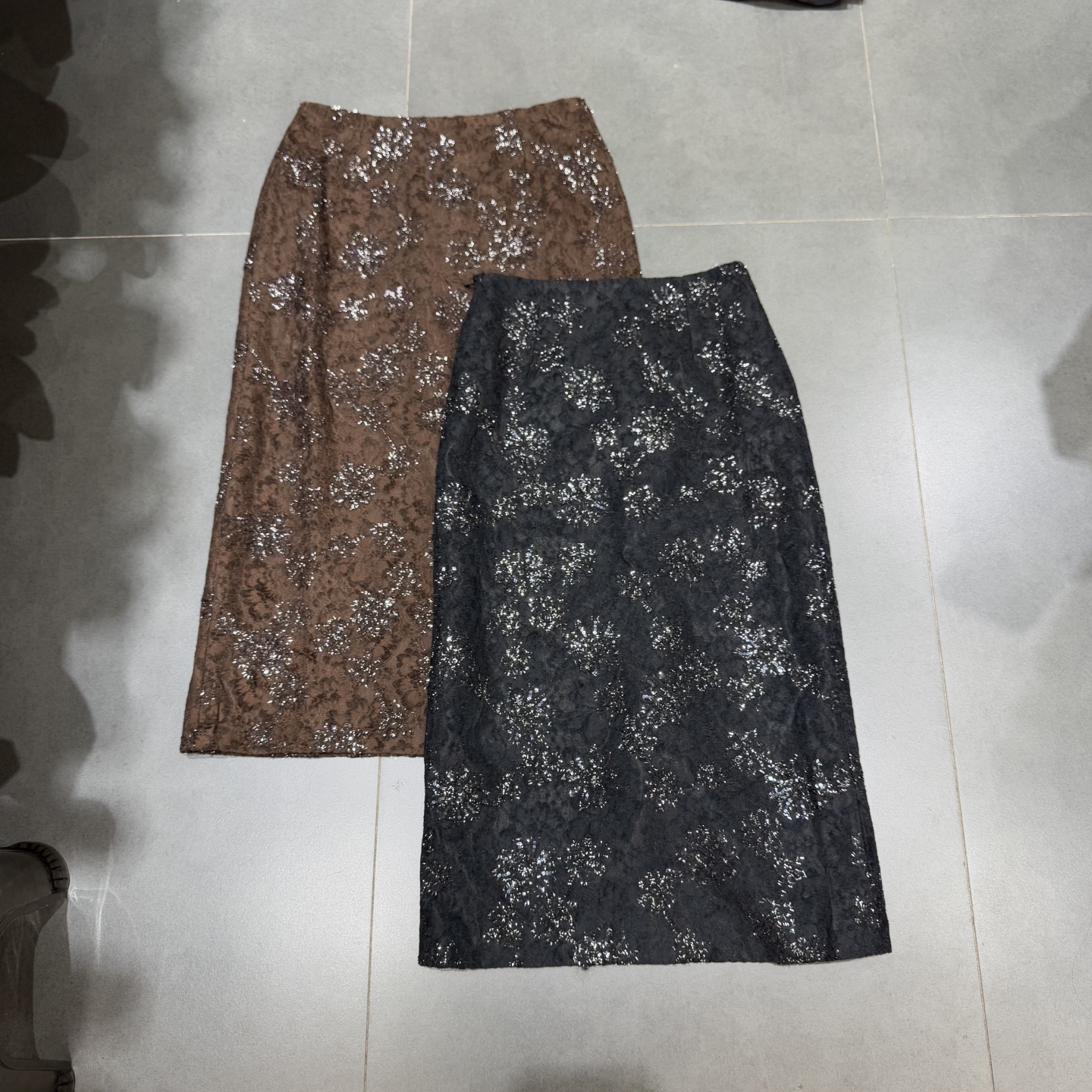 欧洲站2025秋季新款刺绣亮片提花气质高腰显瘦后开叉半身裙女6190