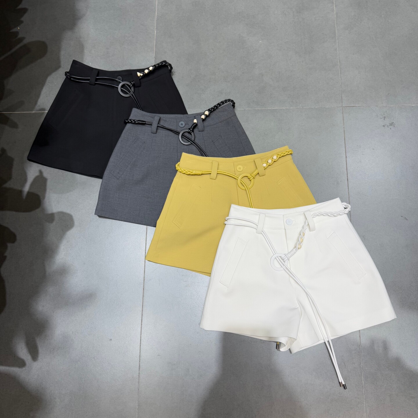 欧洲站2026春季新款系带高腰A字西装阔腿短裤女百搭休闲热裤6565