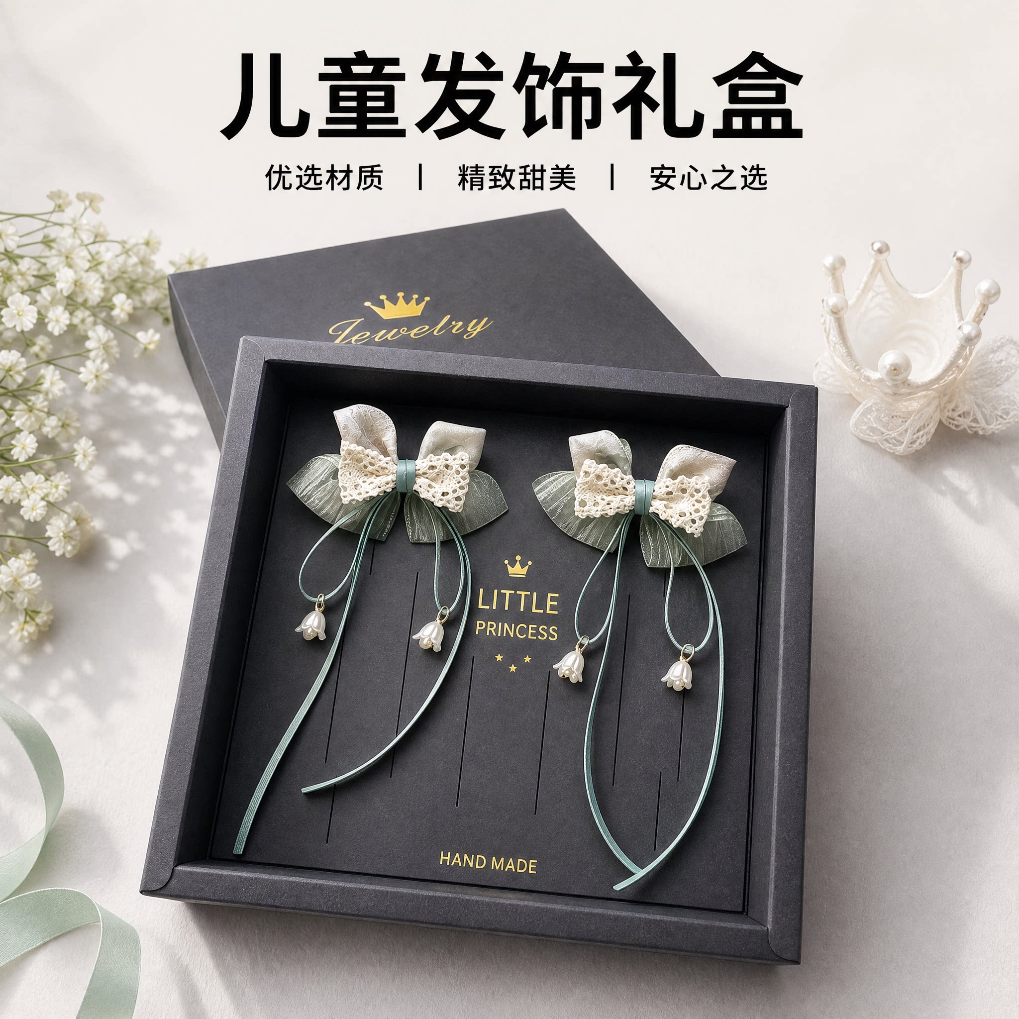 女童新中式森系铃兰流苏发夹图片
