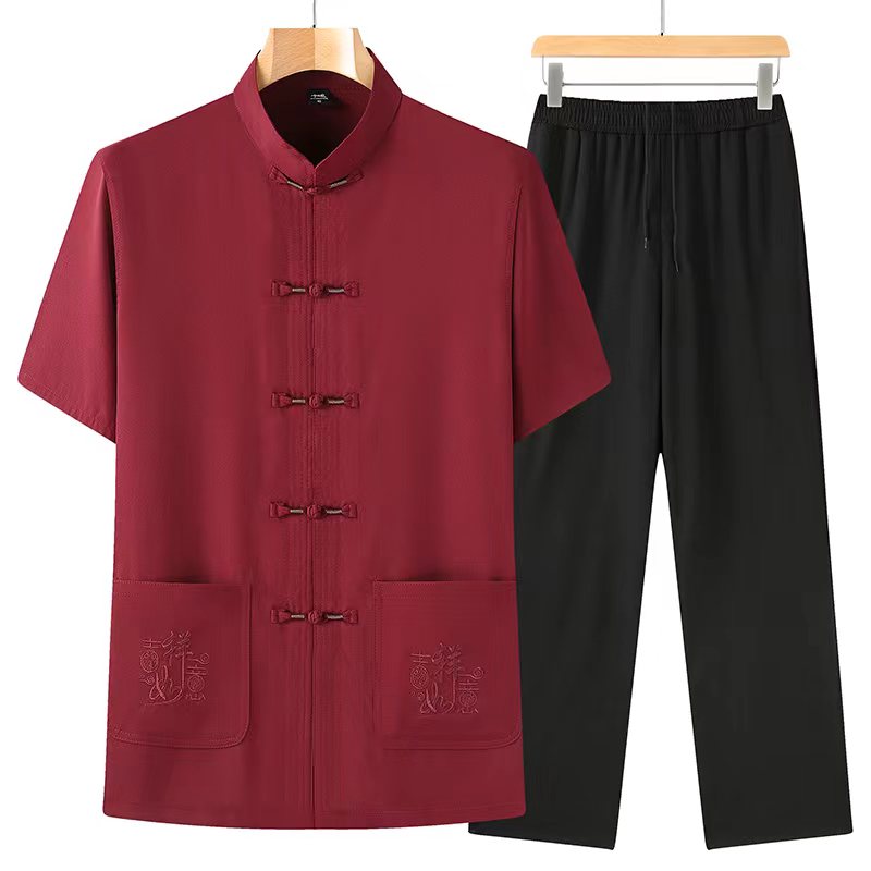 T210P40主推价优风套装刺绣唐装居士服汉服爷爷太极服爸爸装，男装民族服装，星座1108A