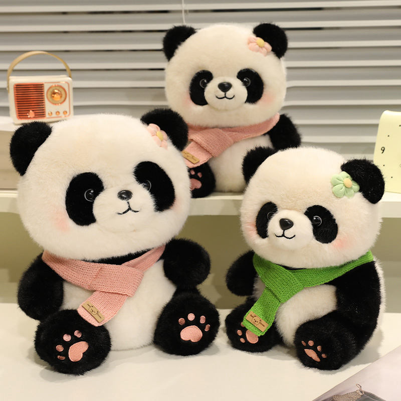 可爱围巾熊猫公仔仿真花花小熊猫毛绒玩具安抚玩偶儿童女生日礼物