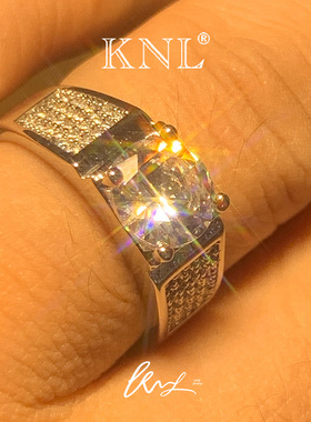 KNL复古镶钻莫桑仿钻开口戒指女