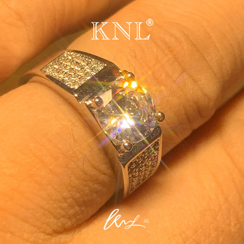 KNL复古镶钻莫桑仿钻开口戒指女