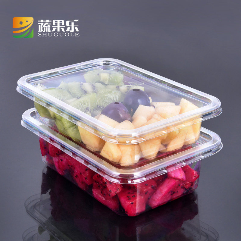 蔬果乐pet塑料打包盒一次性透明美式水果捞鲜果切盒500克带盖干果