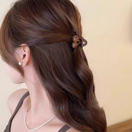 琥珀色樱桃小抓夹女2025新款发夹公主头刘海夹碎发夹子鲨鱼夹发饰