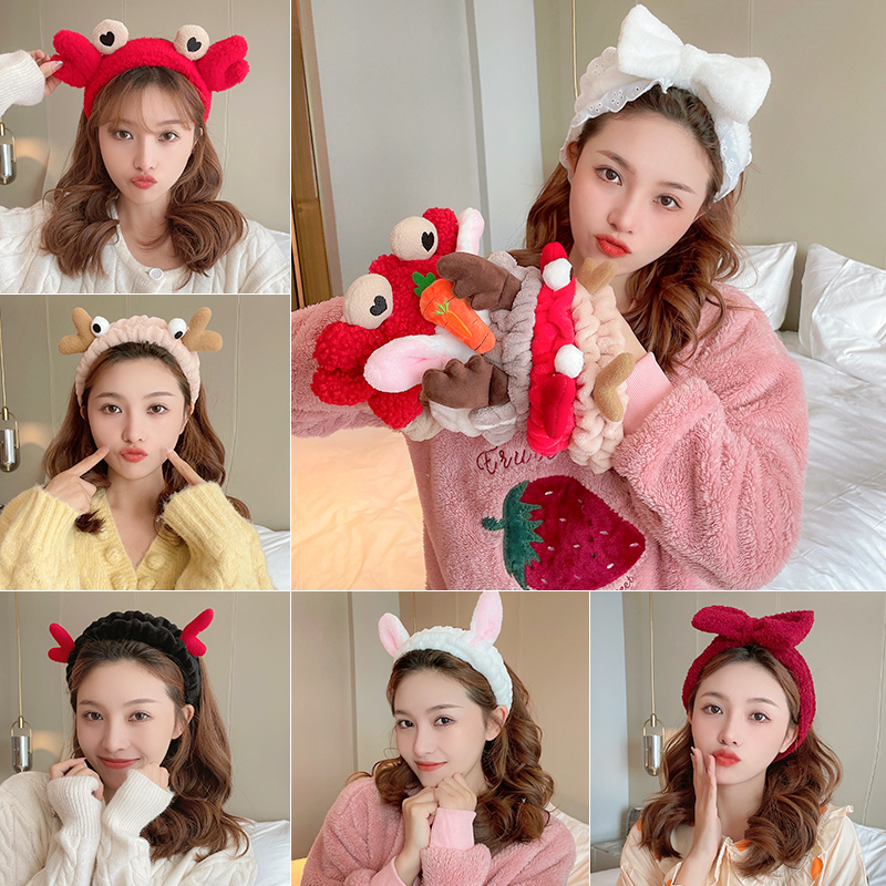 可爱毛绒束发带女洗脸压发发箍