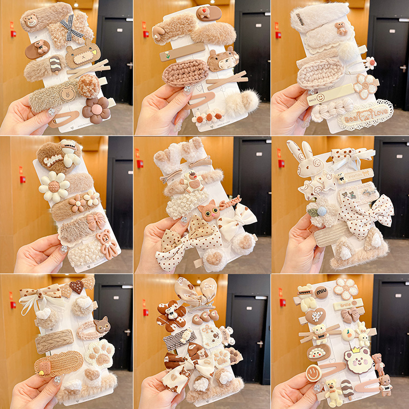 冬季儿童毛绒发夹前额刘海鸭嘴夹