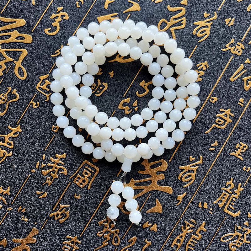 佛家七宝深海贝玉佛珠玉化贝手串