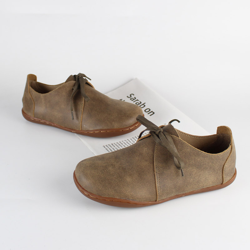 英伦小皮鞋女真皮平底系带休闲鞋