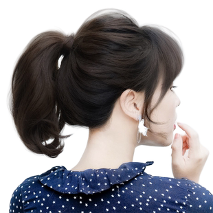 超轻假发马尾绑带式抓夹少量短卷发仿真发蓬松自然隐形梨花短发款