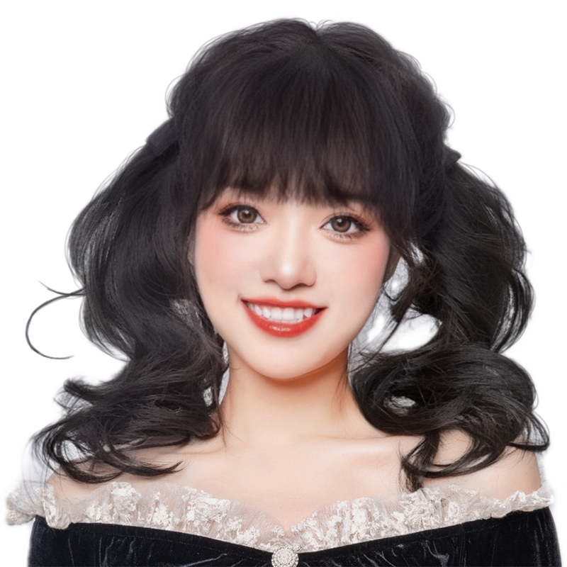 超轻短卷发马尾假发女逼真自然