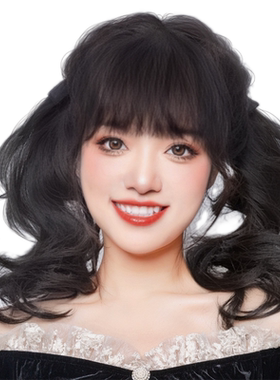 超轻短卷发马尾假发女逼真自然