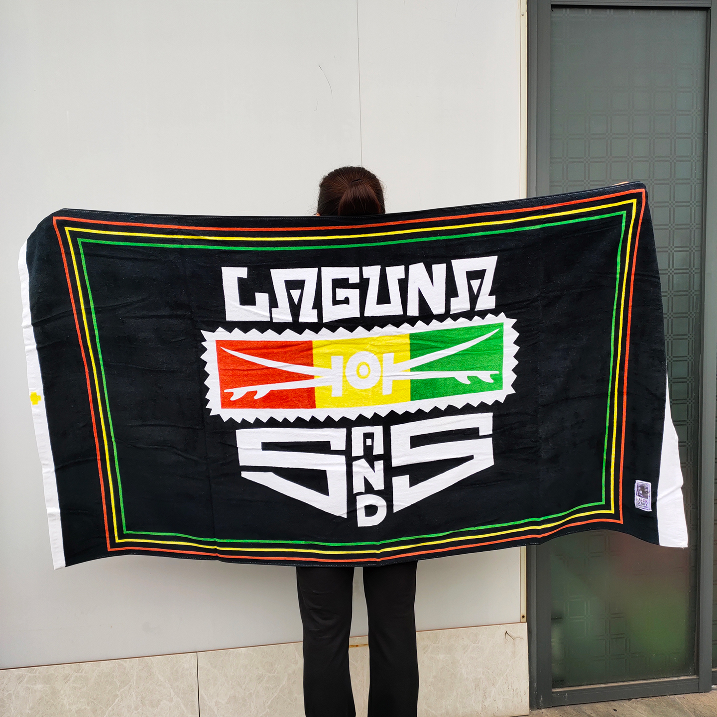 lagunasands黑色纯棉割绒浴巾