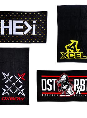 欧美原单潮牌纯棉特大浴巾柔软吸水黑色简约字母沙滩巾180x100cm