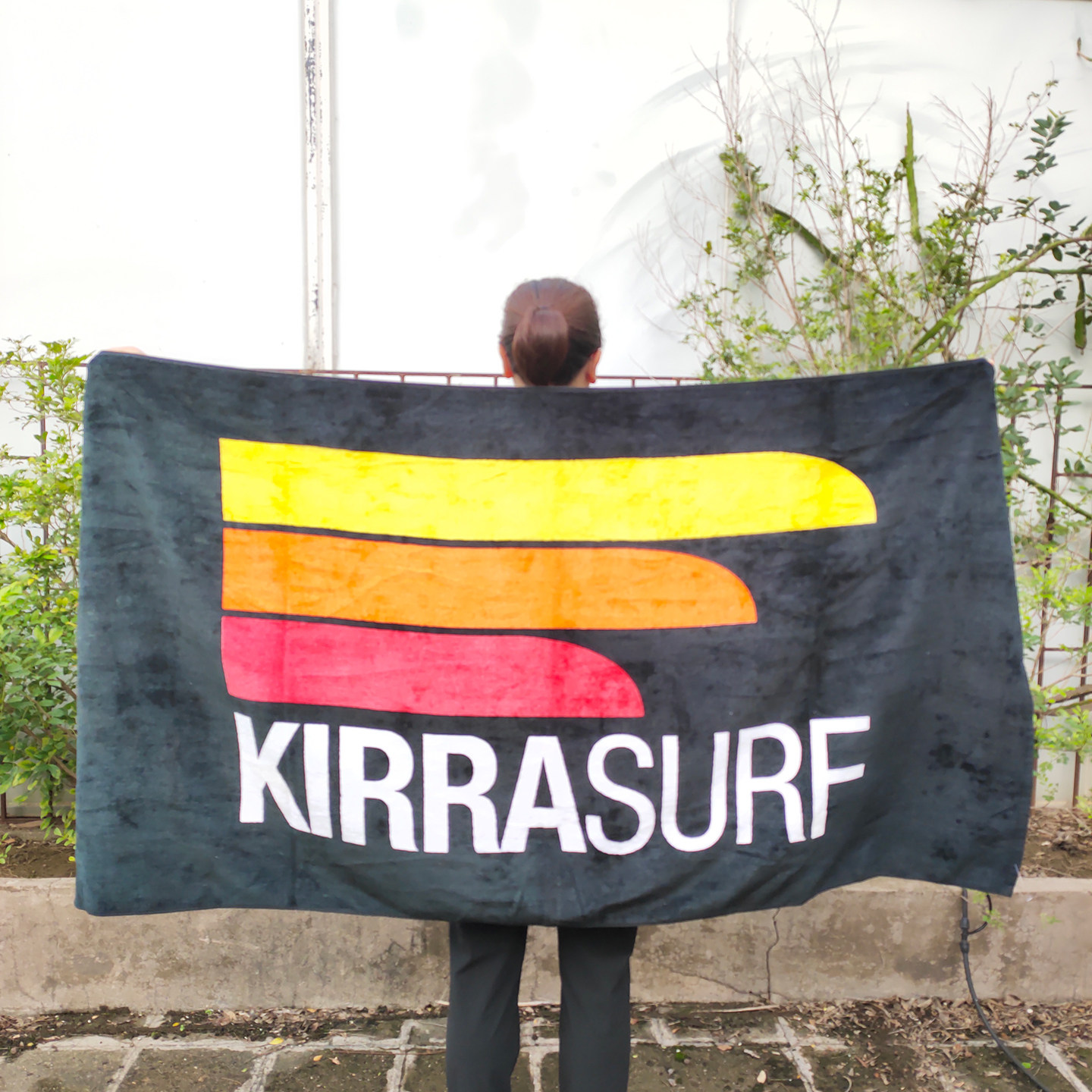 KIRRASURF外贸原单纯棉割绒黑色大浴巾冲浪游泳黄金海岸沙滩毛巾