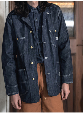 NON STOCK LOT 91J丹宁牛仔四袋铁路工装夹克98J核桃条纹工作外套