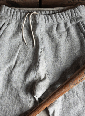 恶犬BRONSON横纹编织套头卫衣裤Reverse Weave麻灰色USMA运动长裤