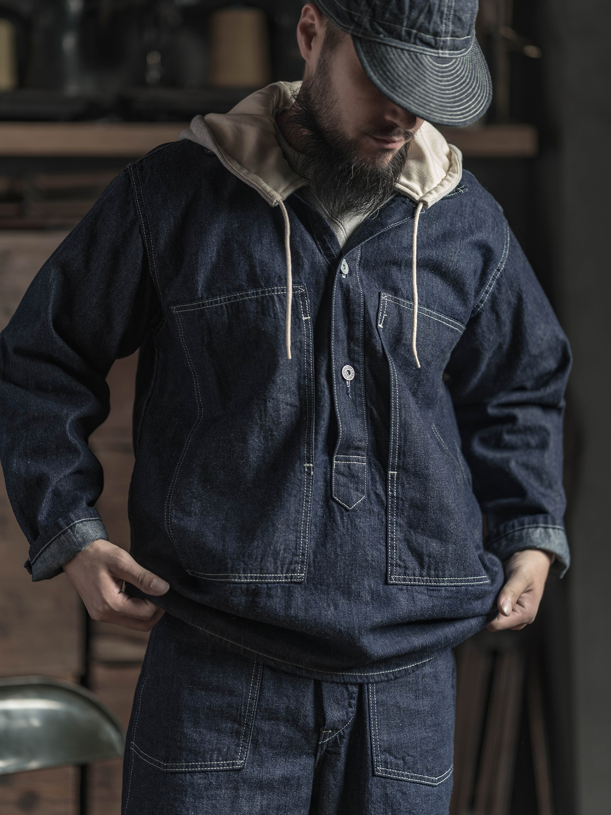 恶犬BRONSON CCC保育团M35 JUMPER原色牛仔罩衫赤耳丹宁夹克外套