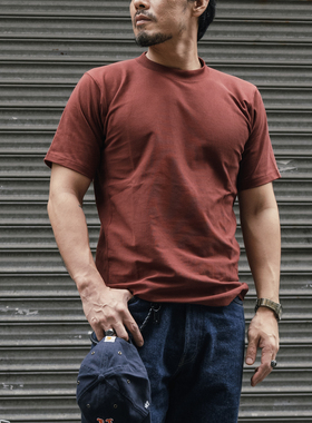 恶犬BRONSON REVERSE WEAVE横纹编织重磅纯色短袖厚T恤衫 无肩缝