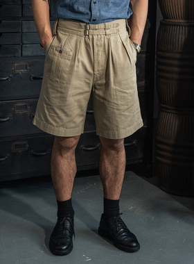 Non Stock WW2北非战场KD卡其短裤British廓尔格双褶宽松休闲中裤