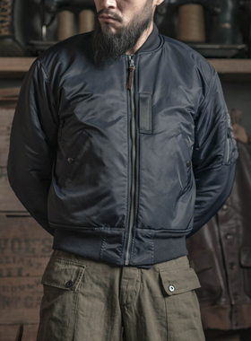 恶犬BRONSON复刻空军蓝色B-15C飞行服夹克MA1螺纹领棉服外套B15