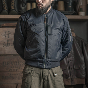 恶犬BRONSON复刻空军蓝色B-15C飞行服夹克MA1螺纹领棉服外套B15