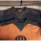 恶犬BRONSON 卫衣RN重磅套头衫 30s V字嵌片撞色螺纹拼接肩膀旧式