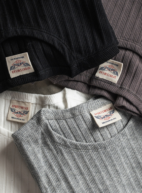 Non Stock法式螺纹Ribbed Knit略修身针织圆领素色打底短袖T恤衫