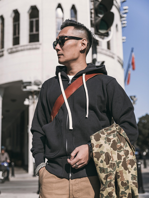 加厚拉链纯色连帽卫衣