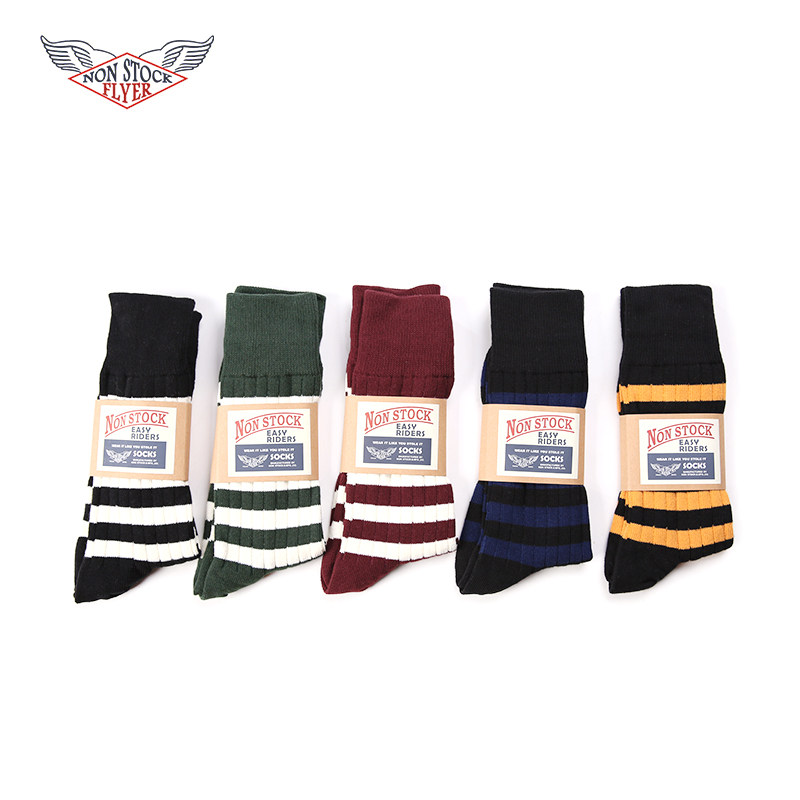 NON STOCK Striped Cotton Midtop Thick Socks Cotton Spring New Prisoner Cotton Socks Motorcycle